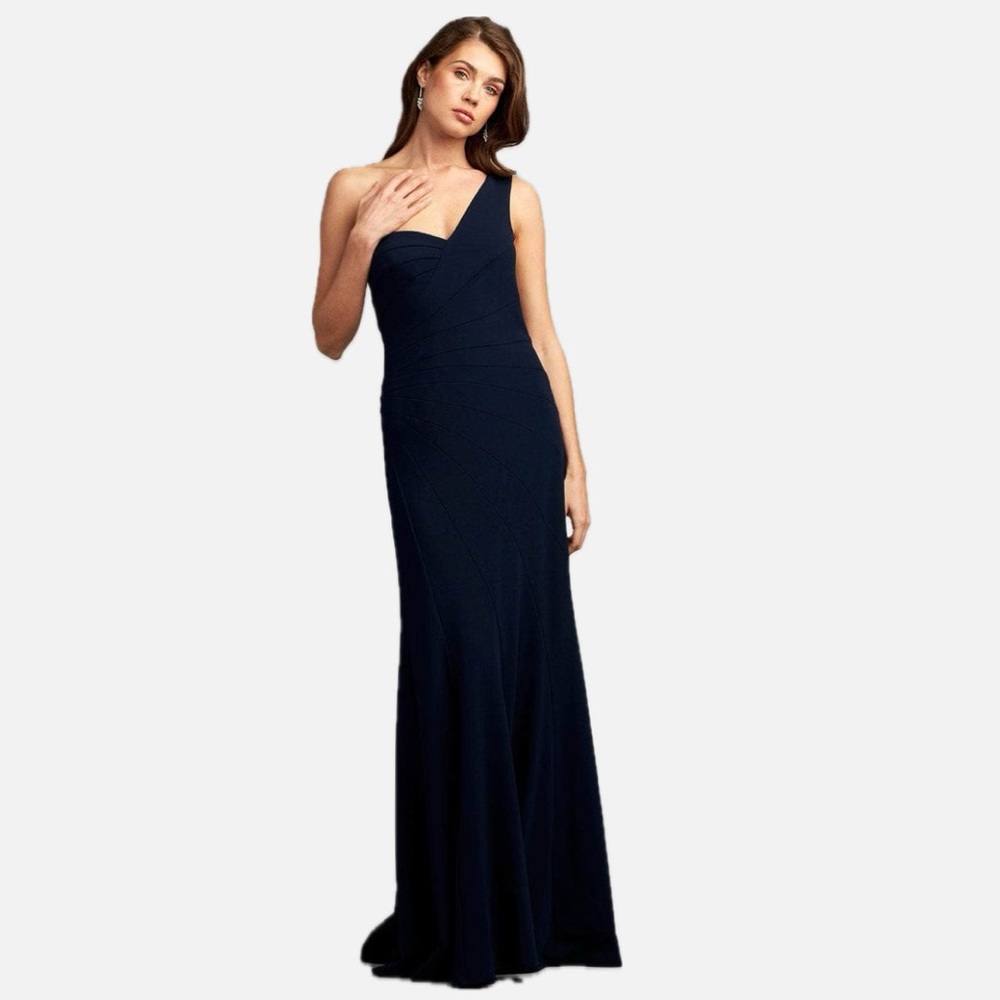 Tadashi Shoji BOS22094L - One Sleeve A-line Evening Dress Navy Blue